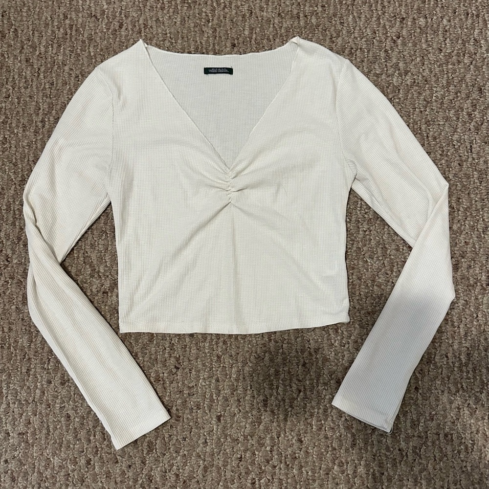 Women's White Long Sleeve Top